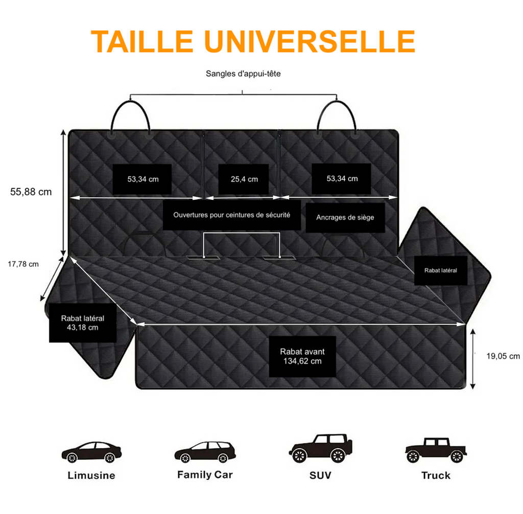 Protecteur de banquette arrière de voiture pour animaux