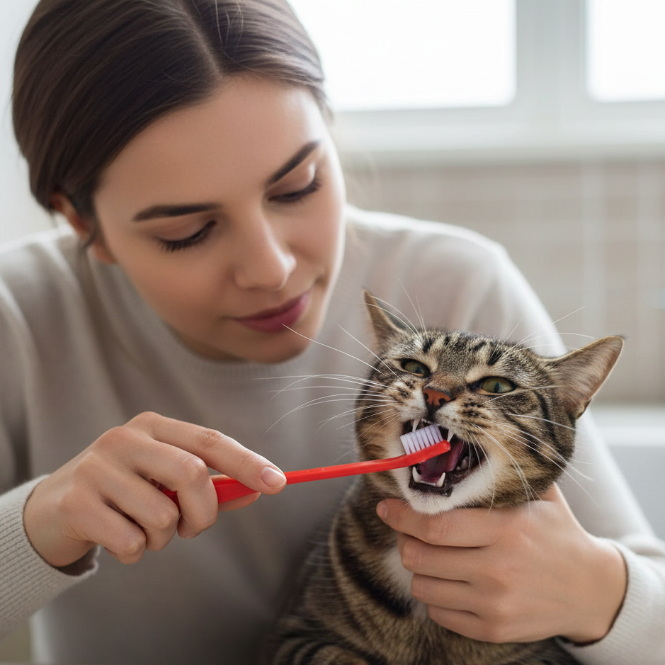 Set of 5 Double-Headed Dog & Cat Toothbrushes – Long Handle, Soft Bristles, Pet Dental Care