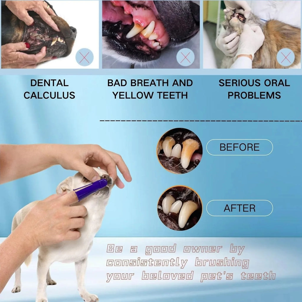 4-in-1 Cat & Dog Dental Kit – Double-Headed Toothbrush + Edible Fresh Breath Toothpaste