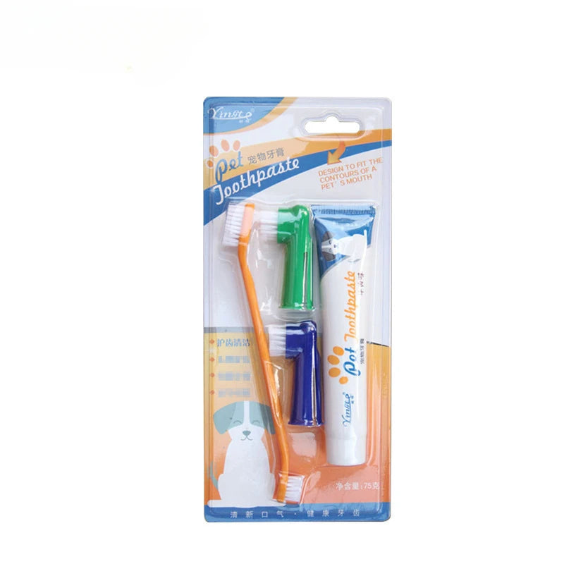 4-in-1 Cat & Dog Dental Kit – Double-Headed Toothbrush + Edible Fresh Breath Toothpaste