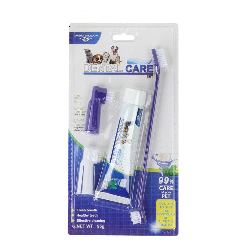 4-in-1 Cat & Dog Dental Kit – Double-Headed Toothbrush + Edible Fresh Breath Toothpaste
