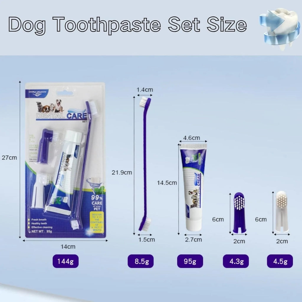 4-in-1 Cat & Dog Dental Kit – Double-Headed Toothbrush + Edible Fresh Breath Toothpaste